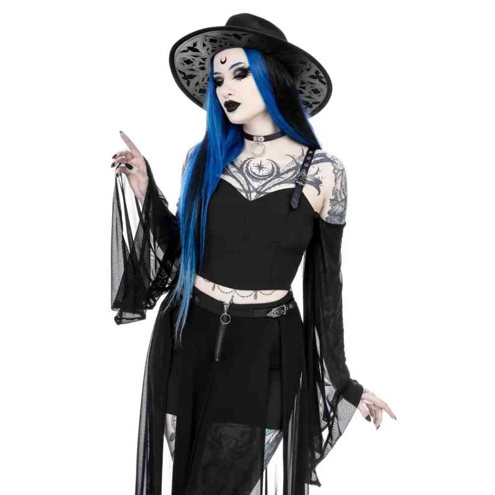 Restyle - Midnight Veil Lange Ã¤rmel top - Schwarz